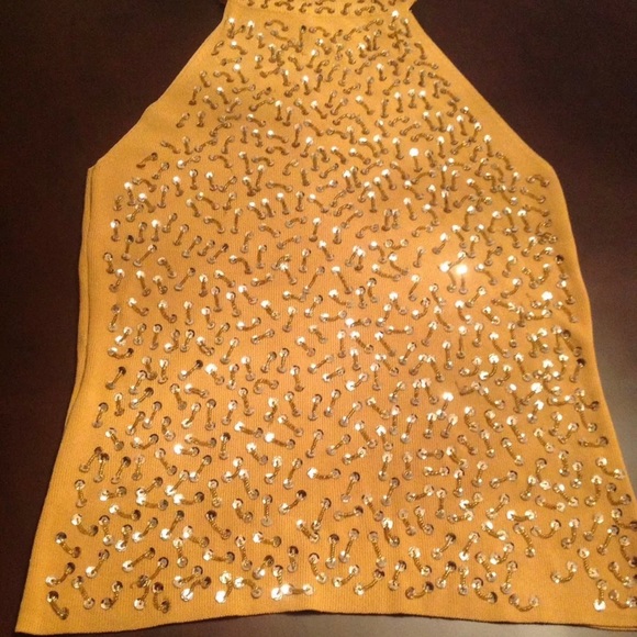 Vintage Dressy Evening Party Beaded Sequin Halter Mock Turtleneck Top NWOT - Picture 5 of 13